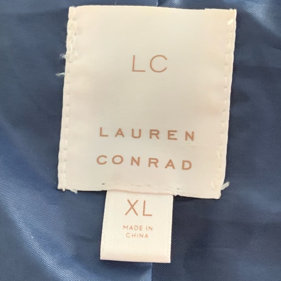 LAUREN CONRAD Women’s Dark Slate Blue Pink Long Sleeve Shaggy Moto Jacket - Picture 3 of 12